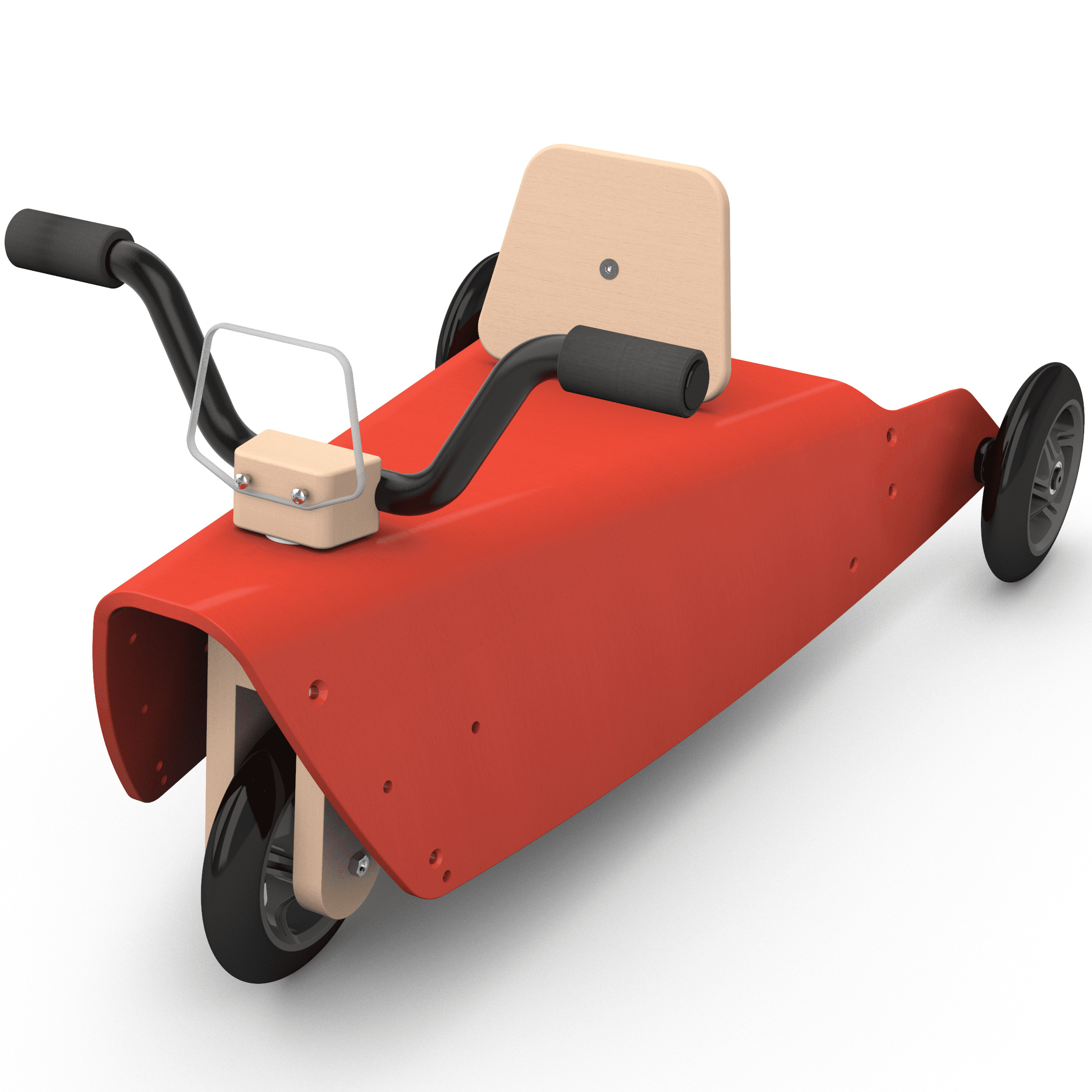 Bascule + Porteur moto en bois - Fabriqué en France - Rouge 4