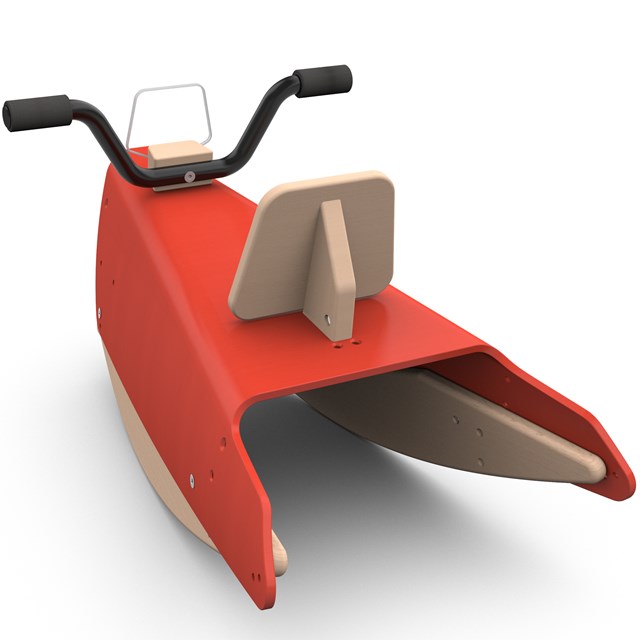 Bascule + Porteur moto en bois - Fabriqué en France - Rouge 10