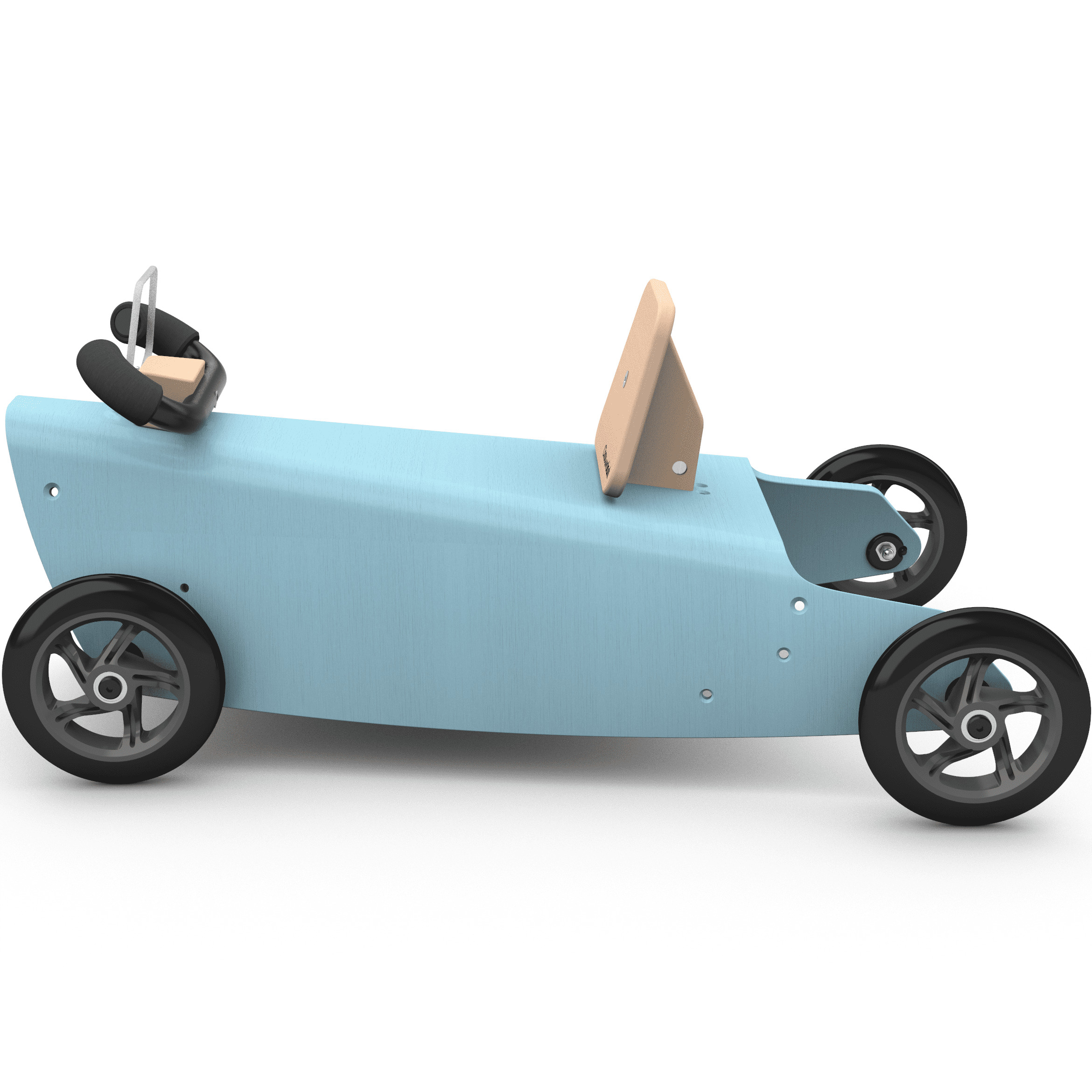 Bascule + Porteur voiture en bois - Fabriqué en France - Bleu 5