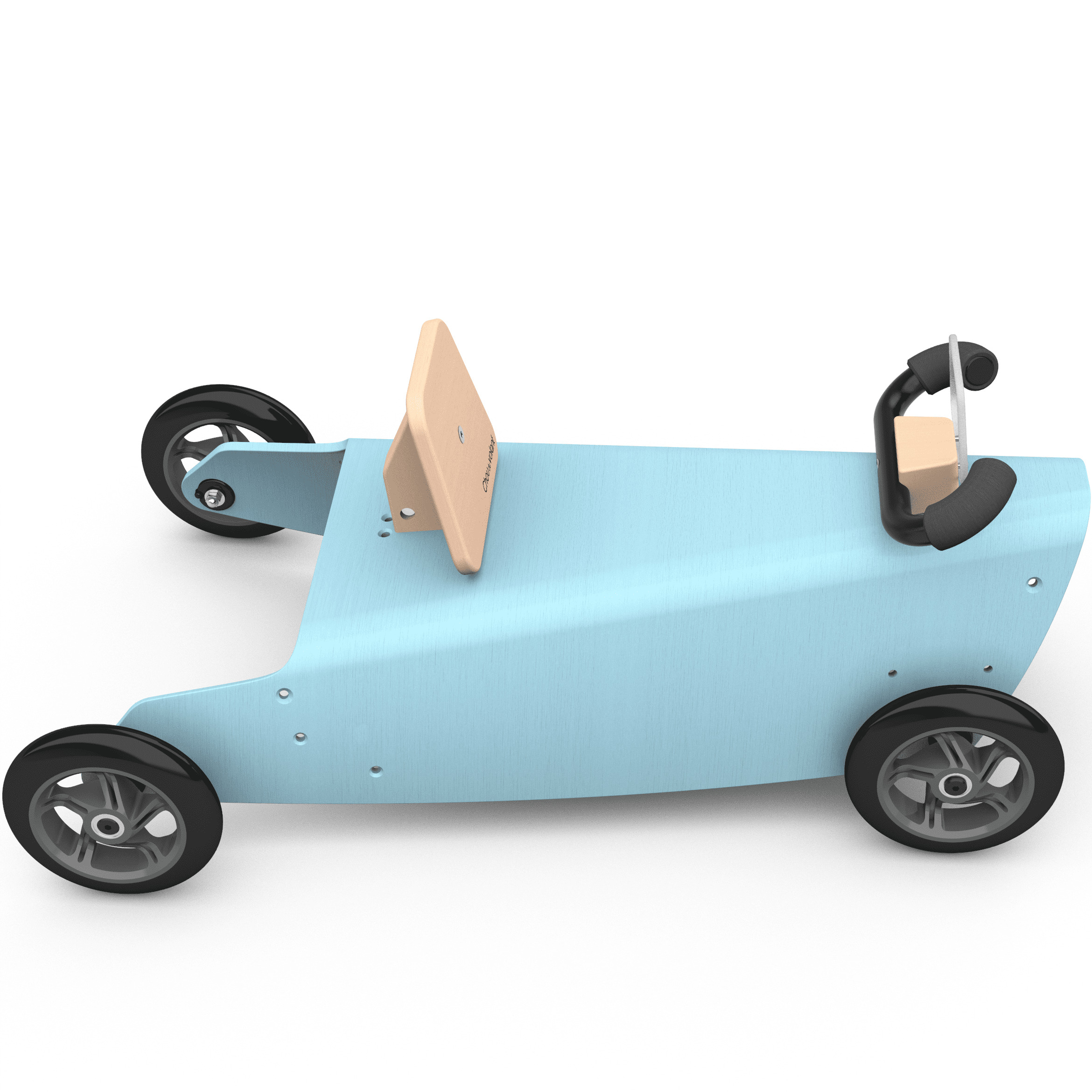 Bascule + Porteur voiture en bois - Fabriqué en France - Bleu 6