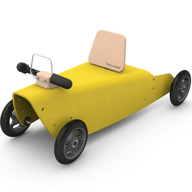 Bascule + Porteur voiture en bois - Fabriqué en France - Jaune 4