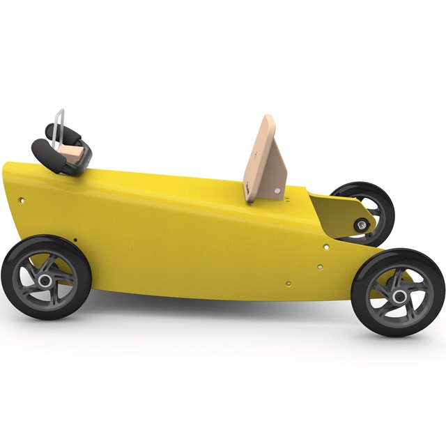 Bascule + Porteur voiture en bois - Fabriqué en France - Jaune 5