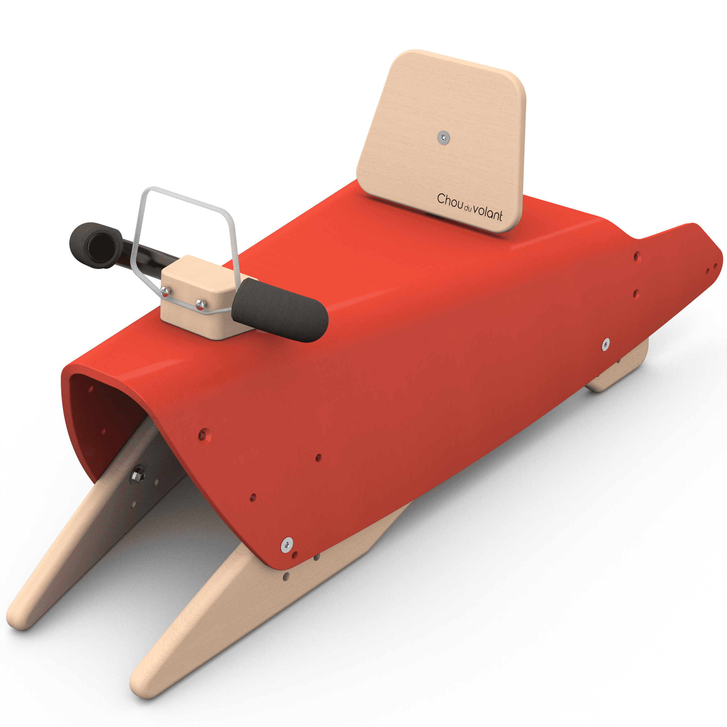 Bascule + Porteur voiture en bois - Fabriqué en France - Rouge 2