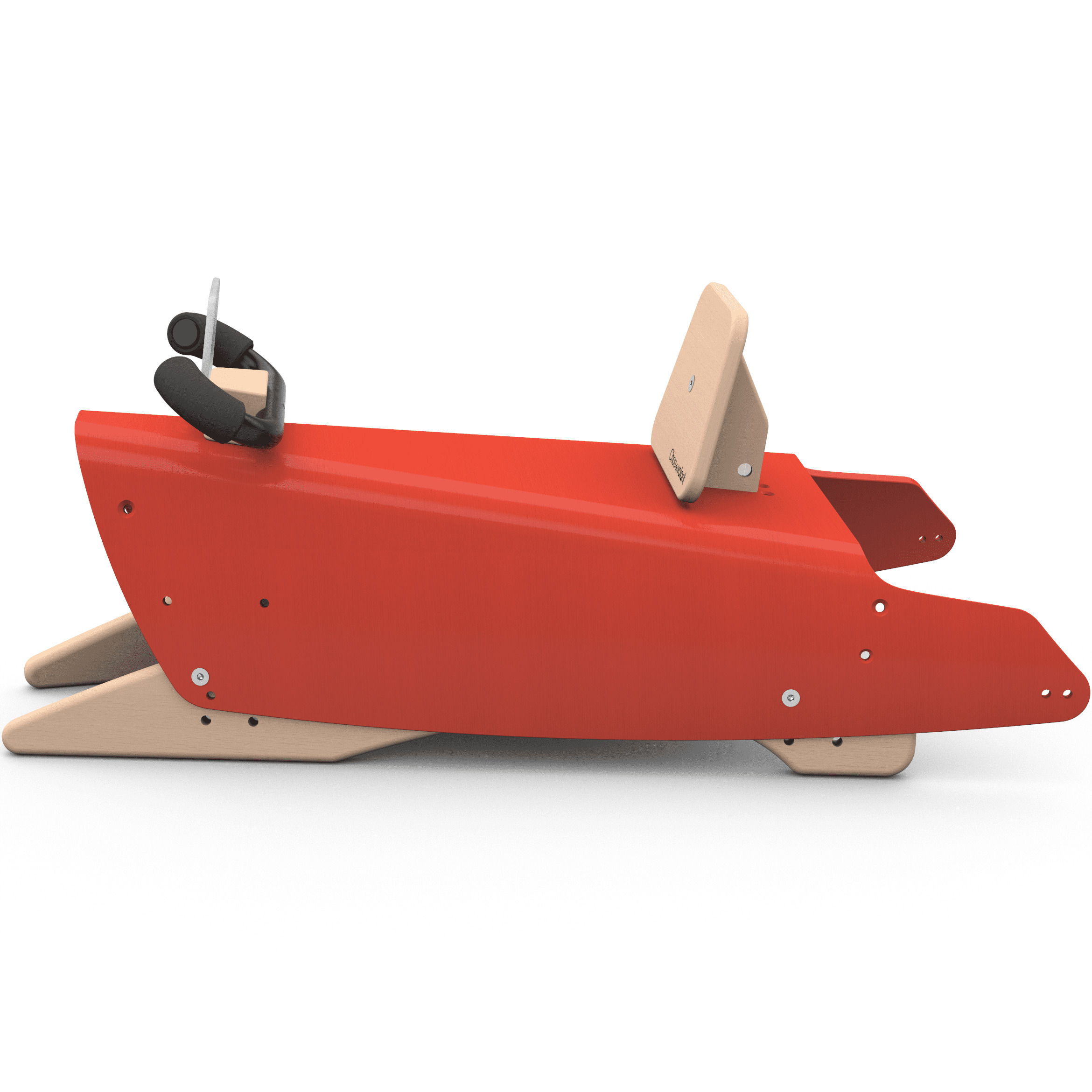 Bascule + Porteur voiture en bois - Fabriqué en France - Rouge 3