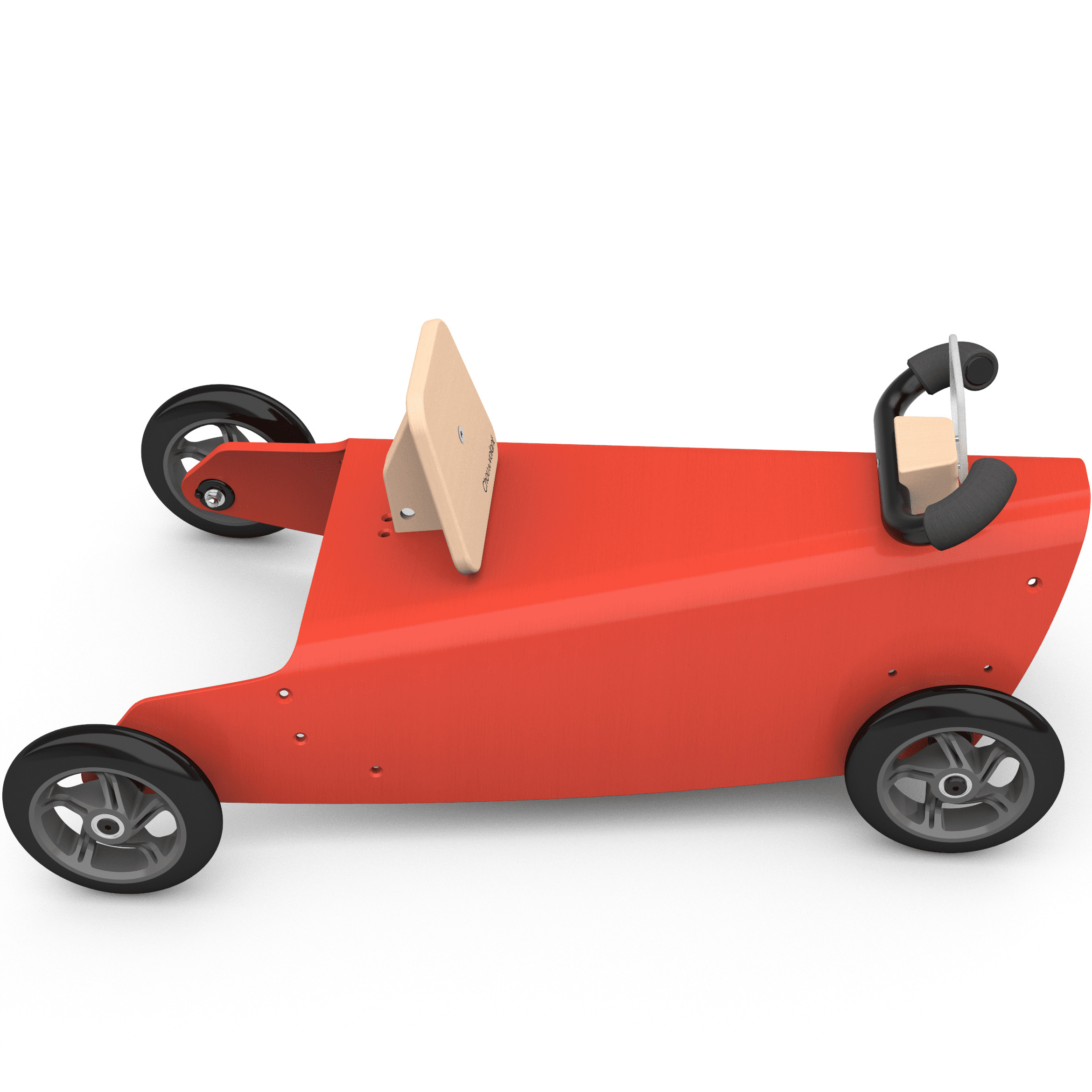 Bascule + Porteur voiture en bois - Fabriqué en France - Rouge 6