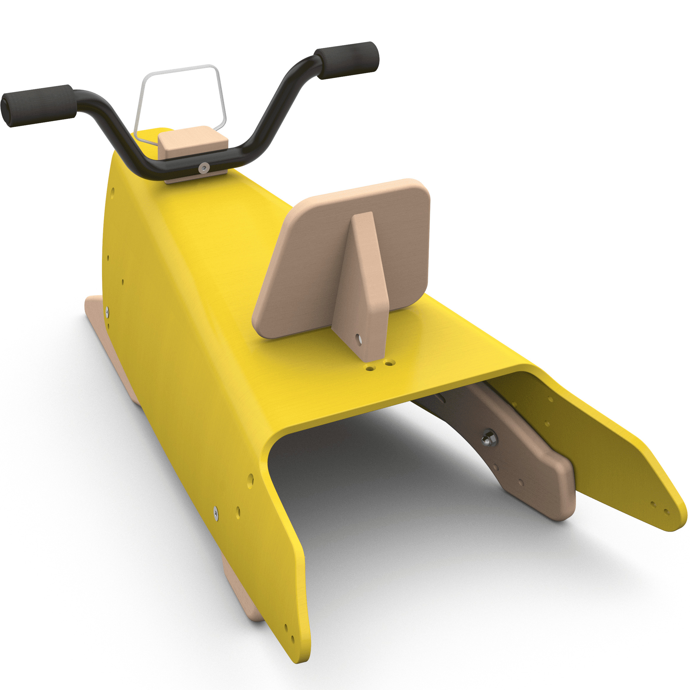 Moto à bascule en bois -  Fabriquée en France - Jaune 3