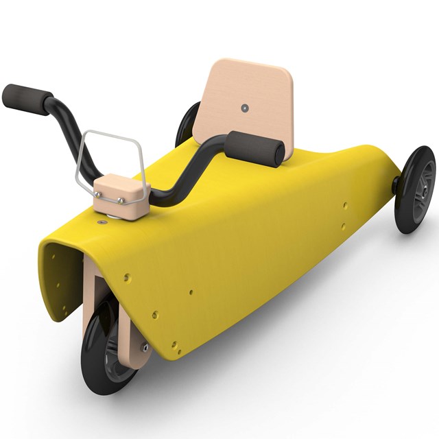 Porteur moto en bois -  Fabriqué en France - Jaune 2
