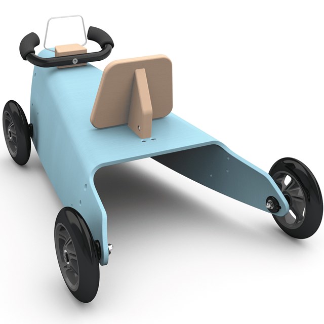 Porteur voiture en bois - Fabriqué en France - Bleu 4