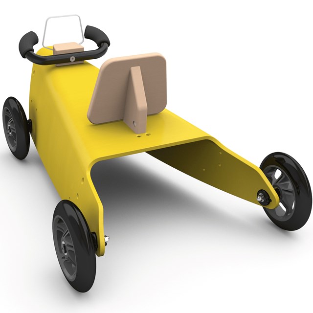 Porteur voiture en bois - Fabriqué en France - Jaune 4