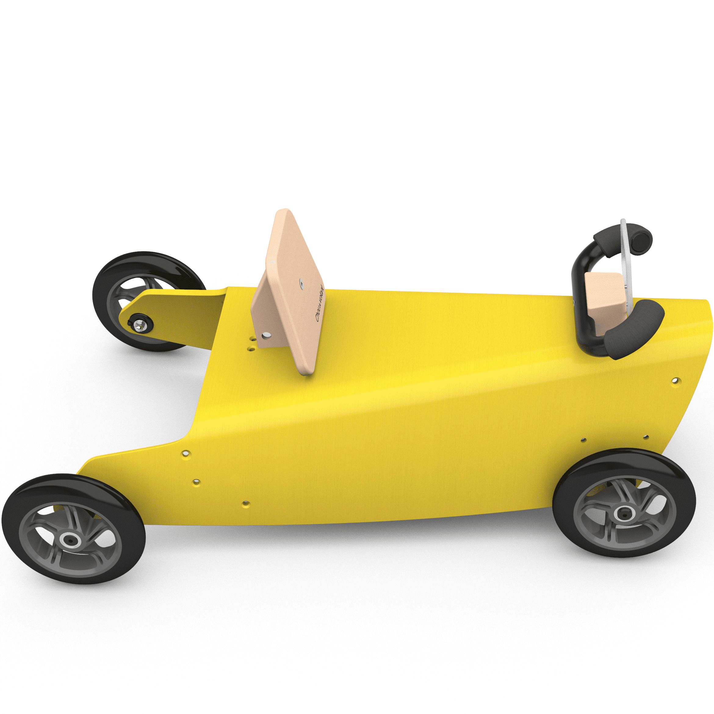 Porteur voiture en bois - Fabriqué en France - Jaune 5