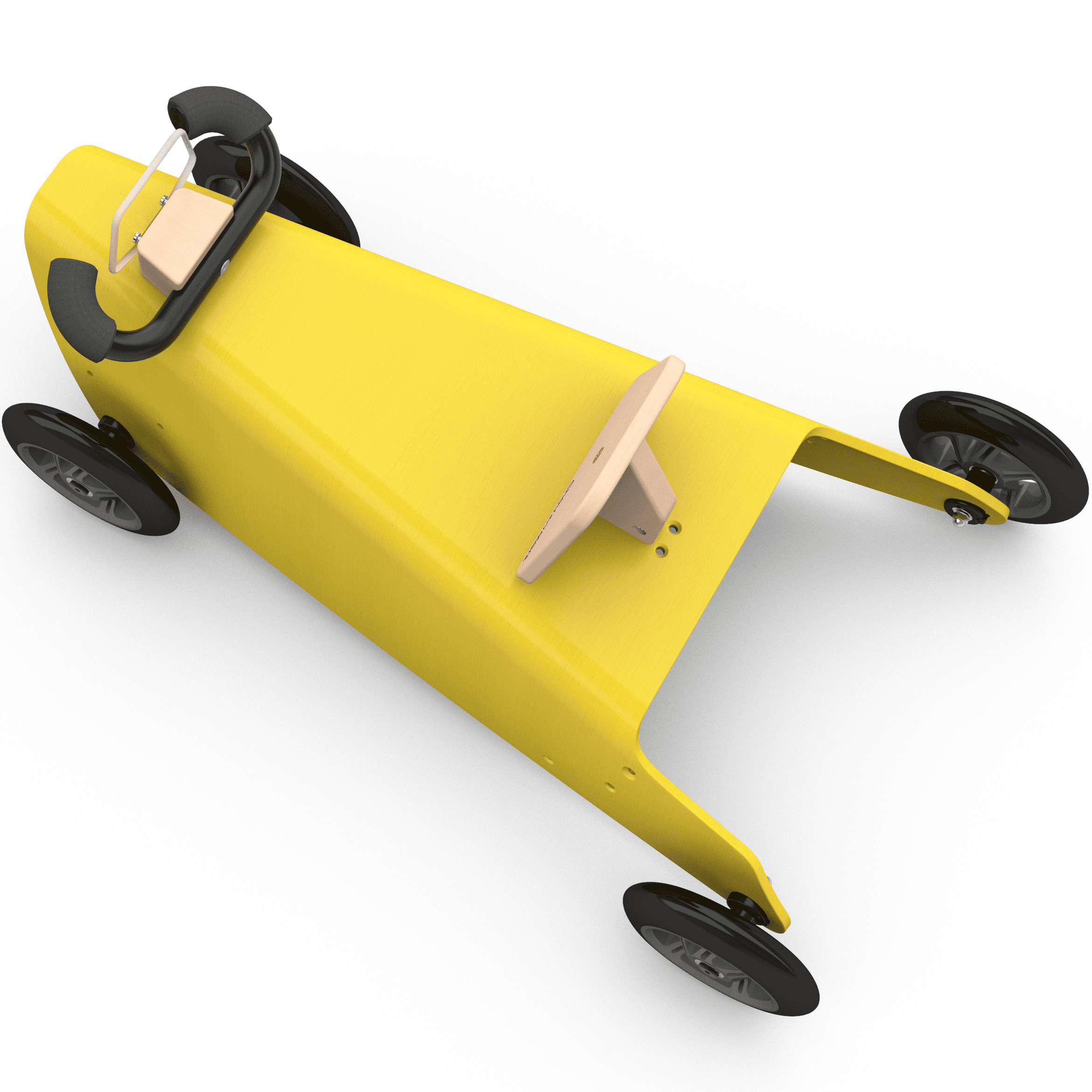 Porteur voiture en bois - Fabriqué en France - Jaune 6