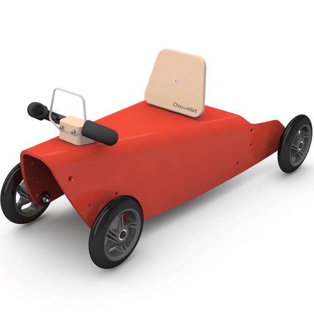 Porteur voiture en bois - Fabriqué en France - Rouge 2